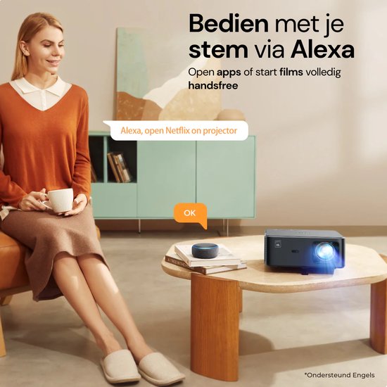 Projecteur Yaber K2S – Projecteur avec Dolby Audio et haut-parleurs JBL 2.0 – 800 lumens ANSI, Full HD 1080p – Android TV (plus de 7 000 applications) – Wi-Fi 6/Bluetooth – Home cinéma portable – Noir