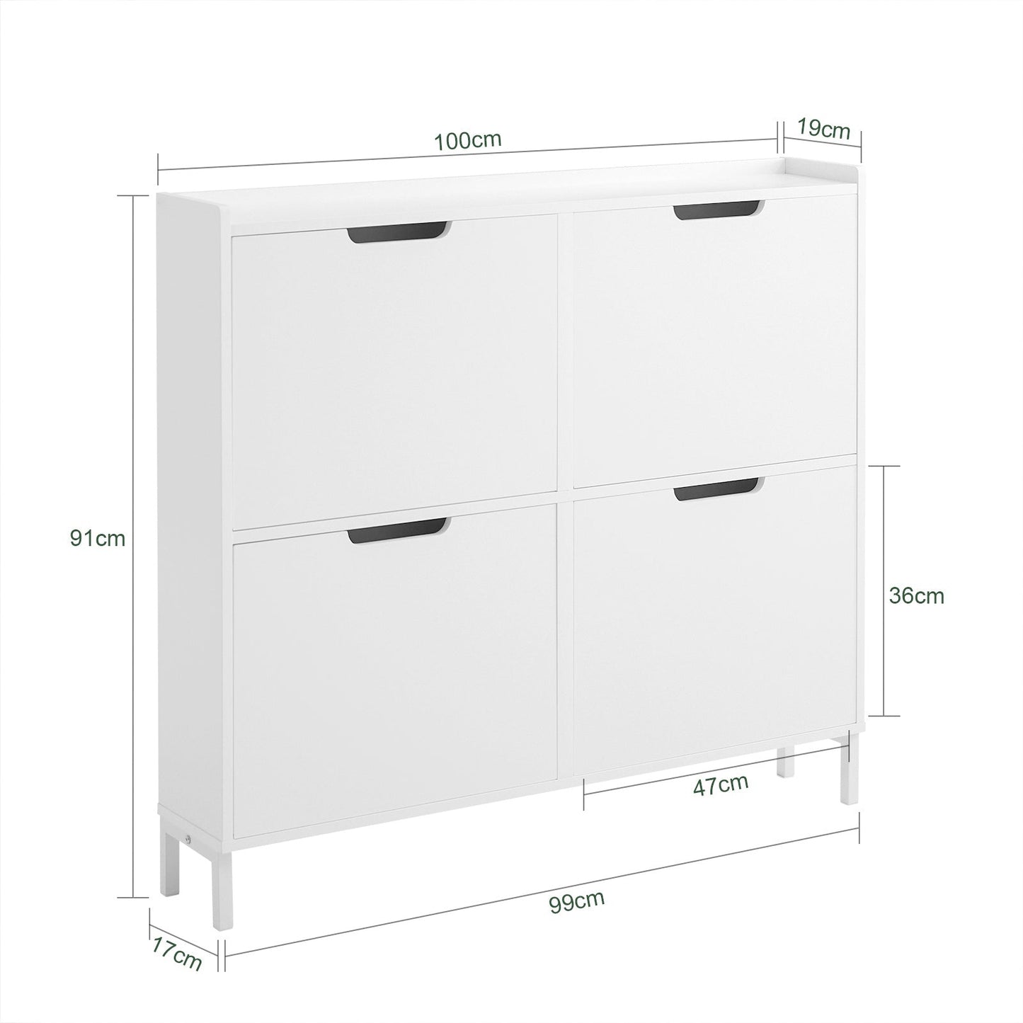 SoBuy FSR100-W Meuble de rangement pour chaussures Meuble de rangement pour chaussures à 4 feuilles Meuble de rangement pour chaussures dans l'entrée - Blanc, 100x19x91cm