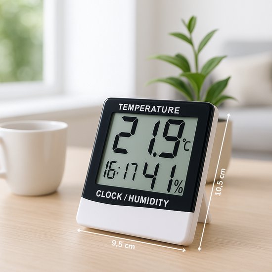 Station météo numérique Grundig - Thermomètre intérieur et extérieur avec hygromètre - Station météo intérieure et extérieure avec horloge et alarme - Affichage LCD - 9,5 x 10,5 x 2 cm - Blanc/Noir