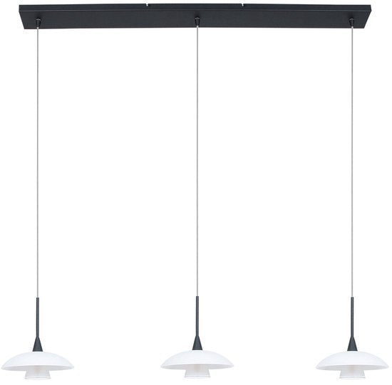 Suspension Tallerken 2654ZW Noir - Style moderne, hauteur réglable, matériaux : verre et métal, d'intérieur, Steinhauer