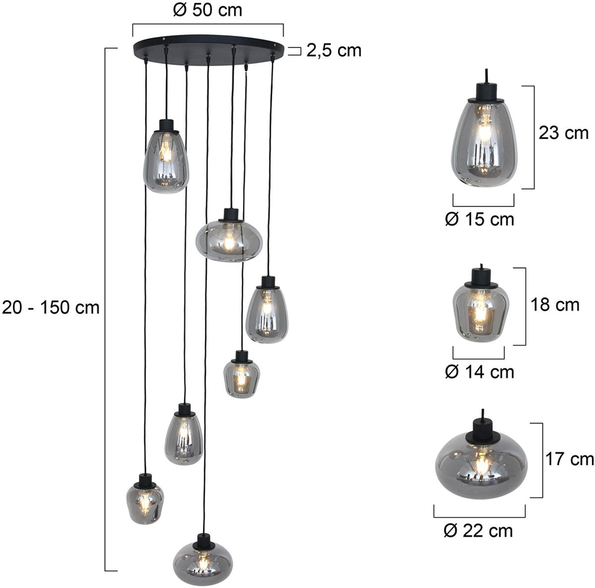 Lampe suspendue Steinhauer Reflexion - Noir