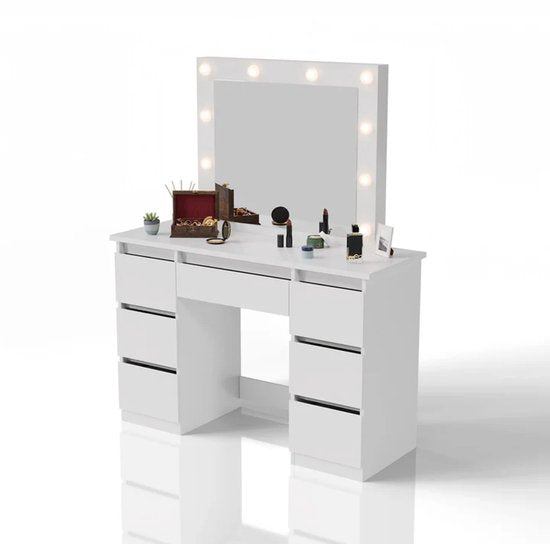 Talea dressing table / Table de maquillage - Miroir et LED inclus - Blanc