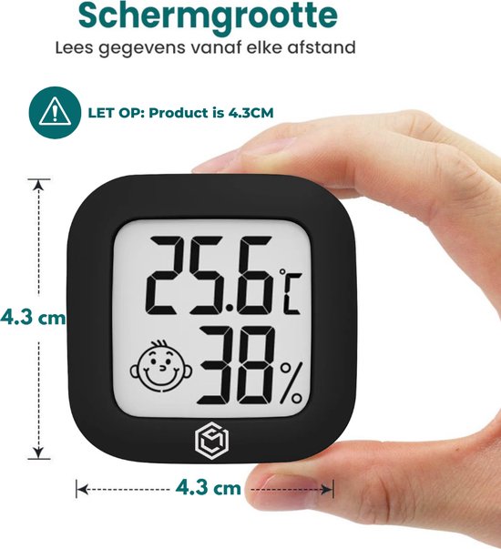 Ease Electronicz hygromètre - Station météo - Humidimètre - Thermomètre d'intérieur - Pile et bande adhésive incluses