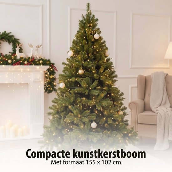 Triumph Tree Forrester - Sapin de Noël aux aiguilles en PVC souple - Décorations de Noël avec des branches à code couleur - Sapin artificiel à structure naturelle - H 155 x Ø 102 cm - Vert