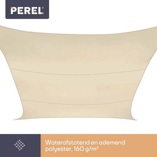 Toile d'ombrage Perel, hydrofuge, 2 x 3 m, 160 g/m², polyester, rectangle, crème