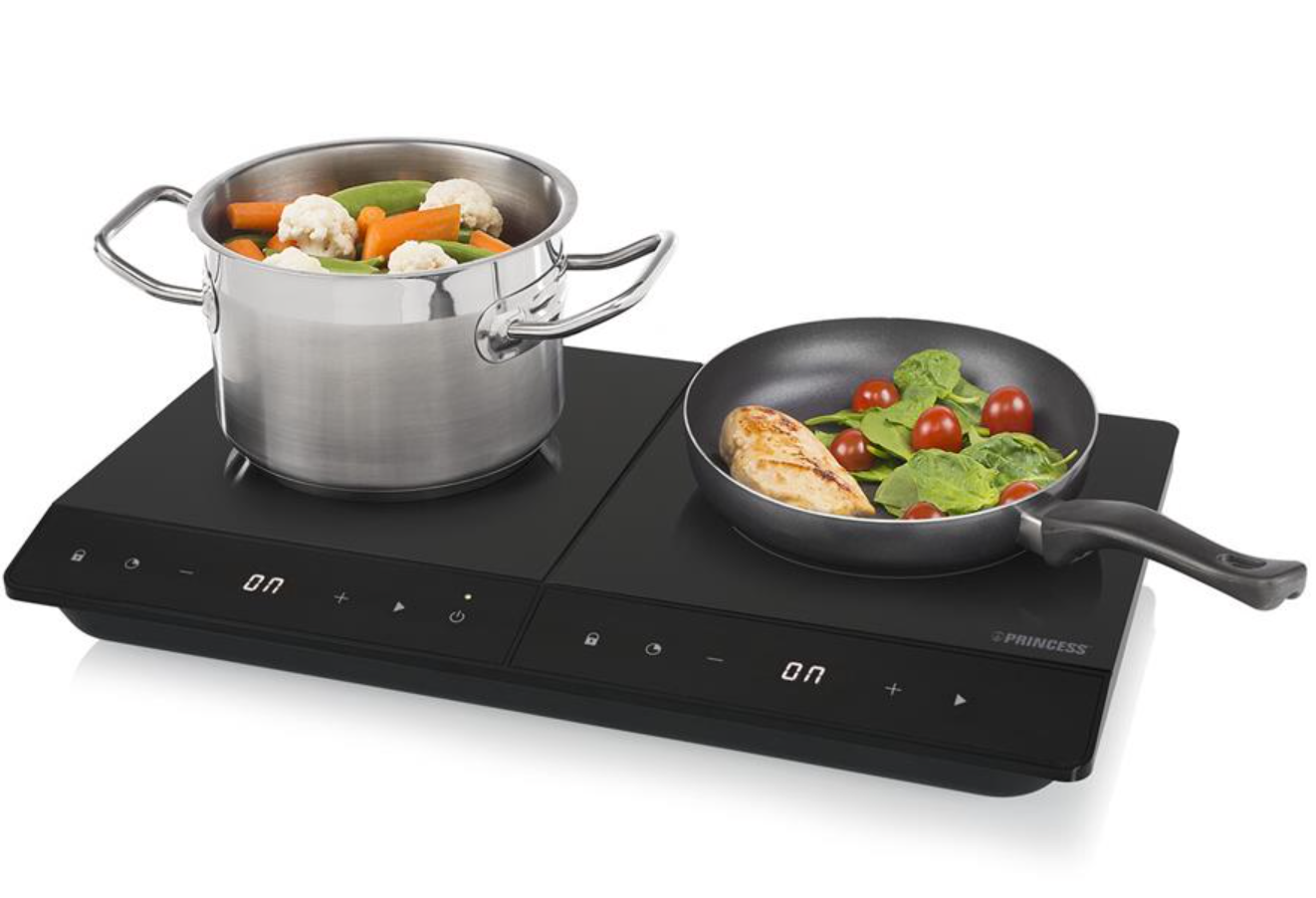 Princess 303031 Plaque à induction double - 3 500 W - Écran numérique - Zone de cuisson de 19 cm - Noir