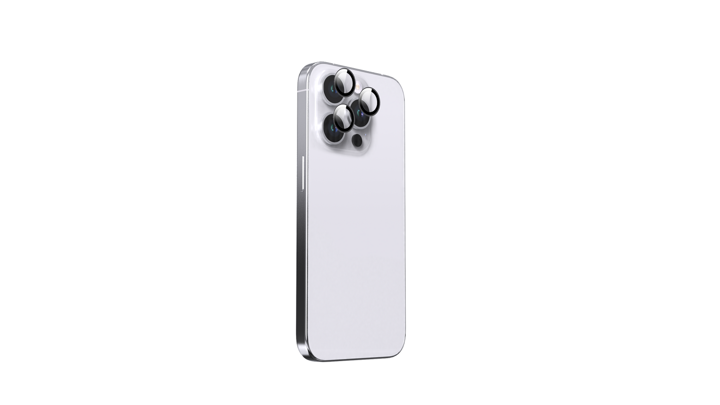 BeHello - Protection de l'objectif de l'appareil photo - Convient à l'iPhone 15 Pro et 15 Pro Max et 14 Pro et 14 Pro Max - Comprend une protection individuelle de l'objectif et un cadre en aluminium - Pour Apple iPhone - Aluminium noir et verre transpare