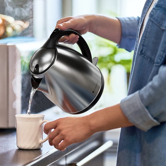 KitchenBrothers Bouilloire - électrique - 1.7L - Avec filtre à calcaire - acier inoxydable