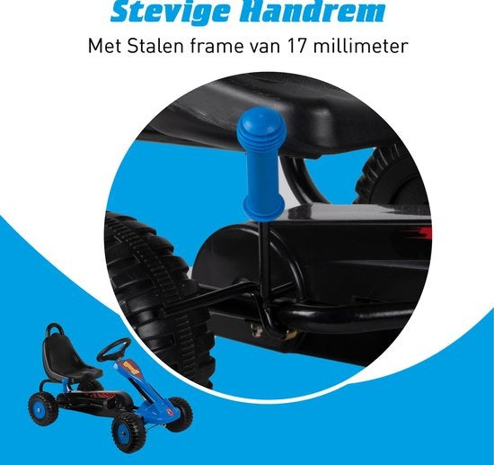 Kart - Acier - Réglable - Frein à main - Max 35 Kilo - 3-4 ans - Bleu/Noir