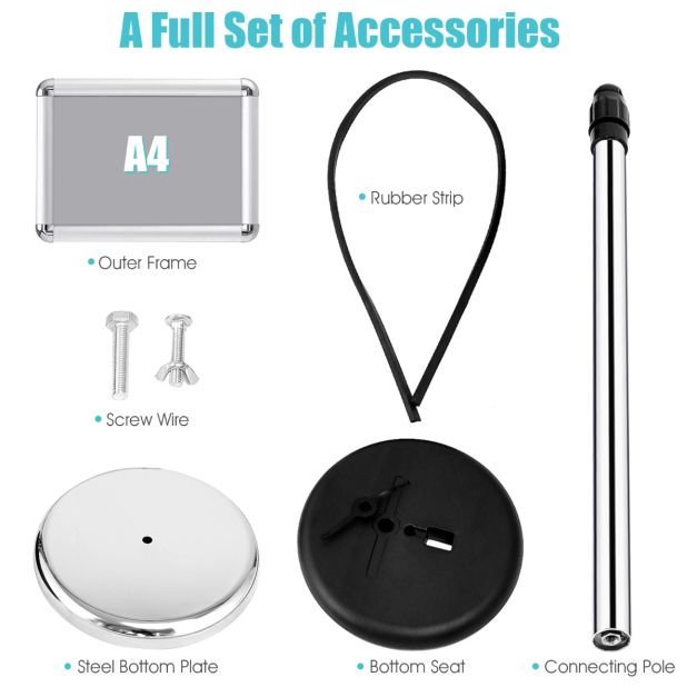 Coast Pedestal - Réglable - Cadre à cliquer - Acier inoxydable - 24 x 32,7cm - Silver