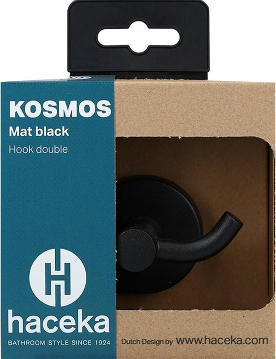 Crochet double pour serviettes Haceka Kosmos - noir mat