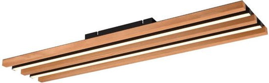 Trio - Fontana - Plafonnier LED - 80 x 20 x 6 cm - 27W - 3 niveaux de gradation & 3000K - Noir/Bois
