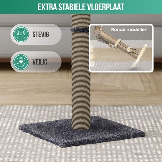 Griffoir avec boule de jeu - Avalo - 36x36x74 - Griffoir pour chat - Gris foncé