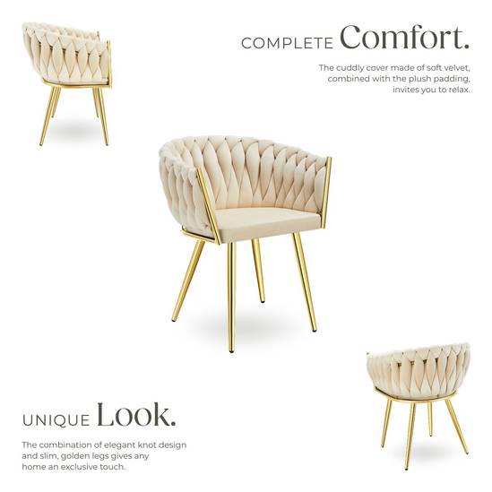 tectake Chaise de salle à manger Astano - Velours - Noir