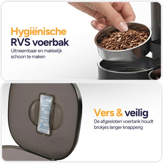 Viervoeter Feed Pro Dual - Mangeoire automatique 7 L - Caméra HD et audio - Chat et chien - Distributeur automatique de nourriture avec application - Noir