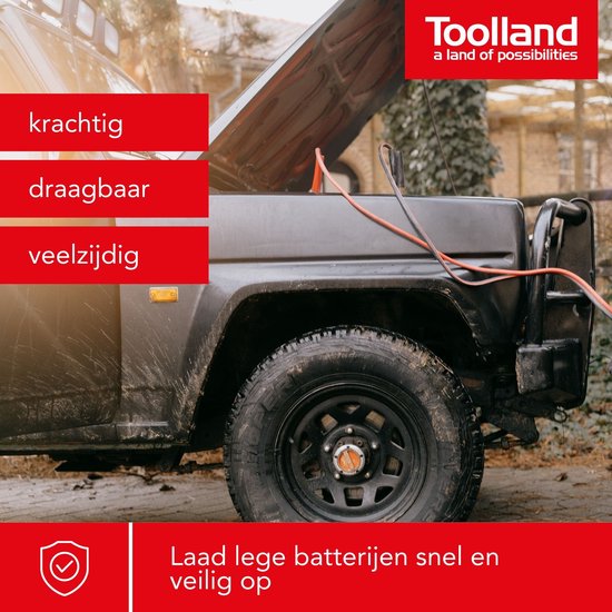 Toolland Chargeur de batterie 12/24 V, avec booster/aide au démarrage 9 A, avec protection thermique contre les surcharges, ampèremètre - boîtier métallique, rouge