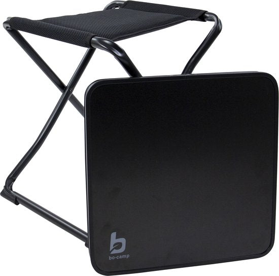 Bo-Camp - Tabouret + tablette - Pliable - Noir