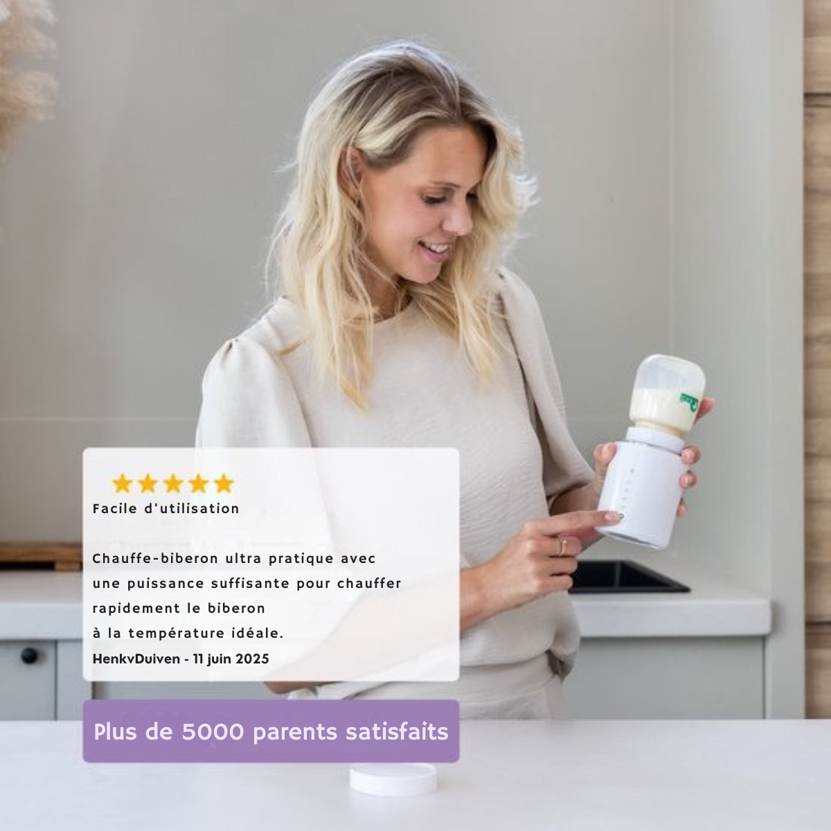 Chauffe-biberon portable - Chauffage homogène - Chauffe-biberon sans fil pour bébé - Chauffe-biberon sans fil - Qwali