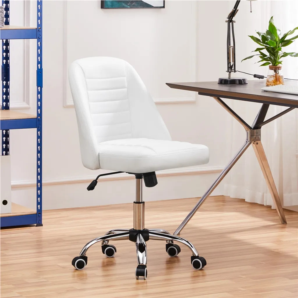 Chaise de bureau Yaheetech blanche, ergonomique et rembourrée
