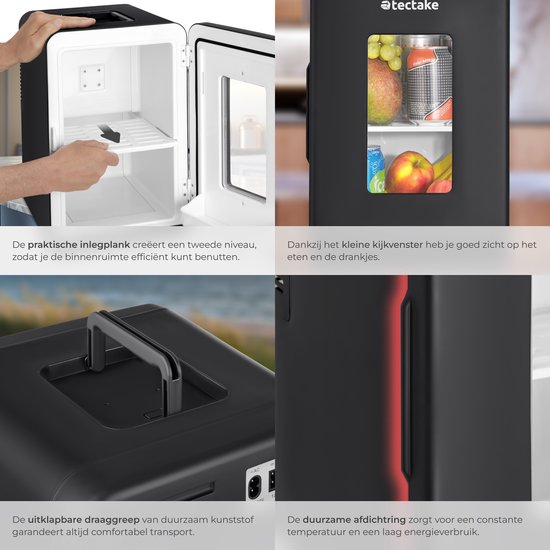 Mini-réfrigérateur de voiture tectake® - Minibar portable 14 L - Fonction 2 en 1 : refroidissement et chauffage - de 5 à 65 °C - Mini-réfrigérateur - Glacière électrique - Alimentation 12 V + 220/240 V - Réfrigérateur de camping portable
