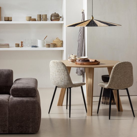 chaise de salle à manger Marije - Chenille - Naturelle - Lot de 4