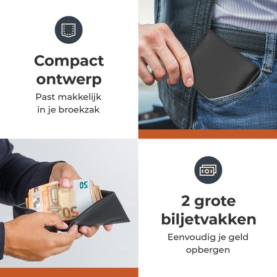 Portefeuille en cuir Castagnola - Portefeuille pour hommes avec porte-cartes - sans monnayeur - 12 cartes et 2 pochettes pour billets - anti-skimming et anti-piratage