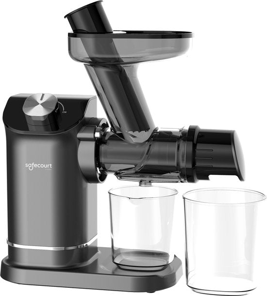 Safecourt Kitchen - Presse-agrumes lent - 700 ml & pressage à froid - avec moteur silencieux et anti-goutte - pour des jus de fruits et de légumes frais - plastique gris
