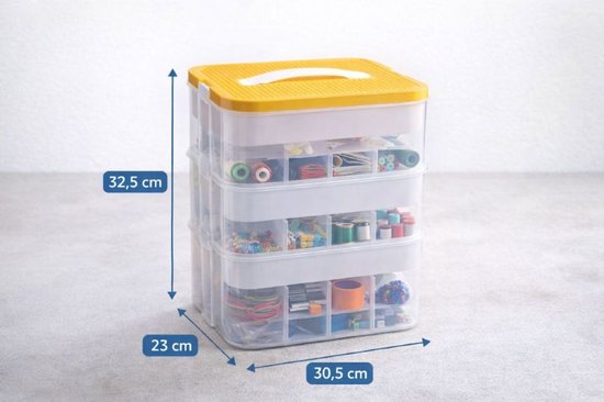 Boîte de rangement pour jouets Ceruzo – 3 niveaux – Transparente – Empilable – Organiseur – Bacs de rangement