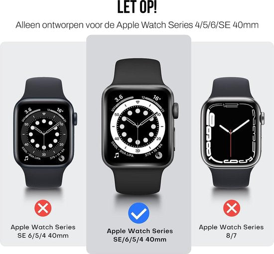 Coque pour Apple Watch Series 4 / 5 / 6 / SE - 40 mm Screen Protector - 2 Pieces - Full Cover Hard Case - Black