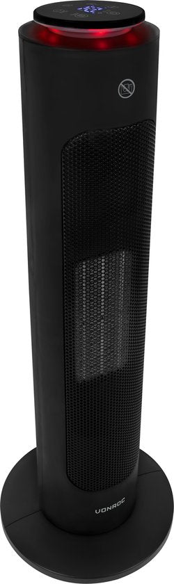 VONROC Luxe chauffage électrique - chauffage soufflant - 1300W/2000W - contrôle par App (via Wifi) et manuel - modèle tour - céramique - Mode AUTO - fonction swing - thermostat et minuterie - 20m2 - Télécommande incluse.