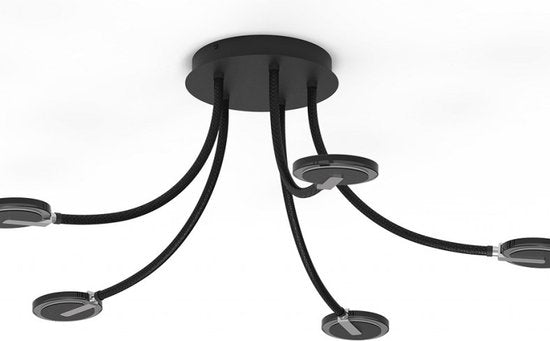 Plafonnier Turound 3376ZW Noir - Orientable et inclinable, en verre et métal, Ø 91,5 cm, Steinhauer