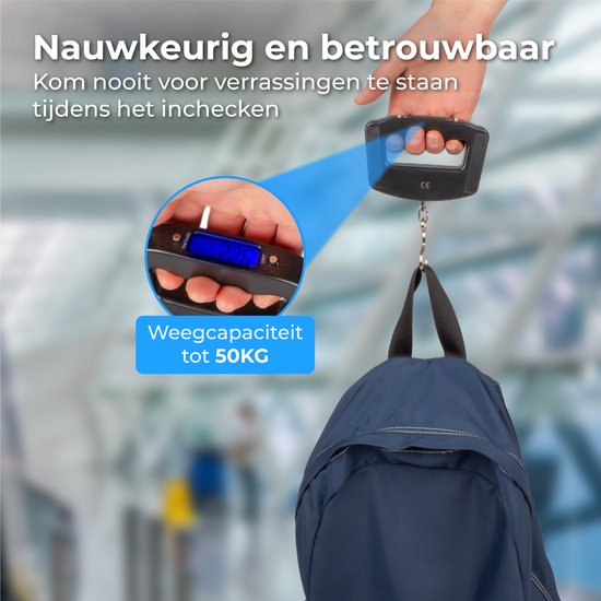 Nuvance - Pèse-bagages numérique - Pèse-bagages jusqu'à 50 KG - Piles incluses - Pèse-bagages - Pèse-bagages à affichage numérique - Pèse-bagages suspendu