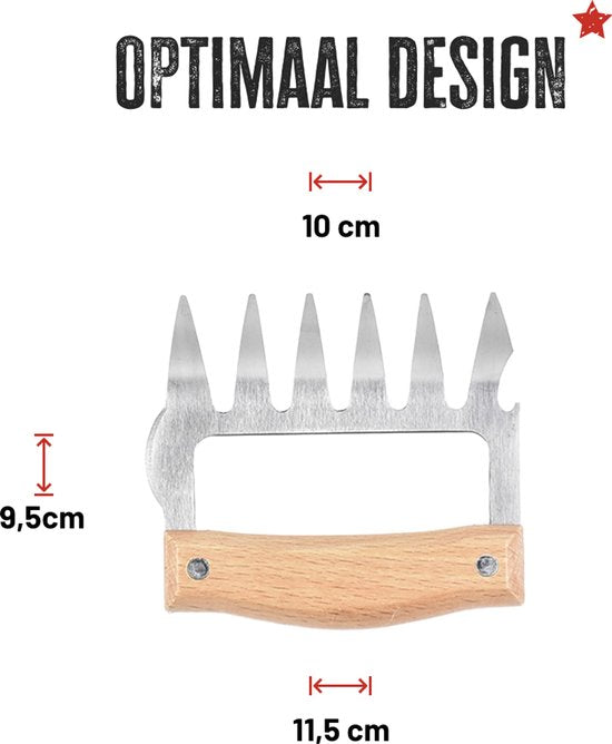 BBQBuddies Pinces à viande en bois – Meat Claws pour le porc effiloché, le poulet et le barbecue – Pince à effilocher la viande avec poignées en bois