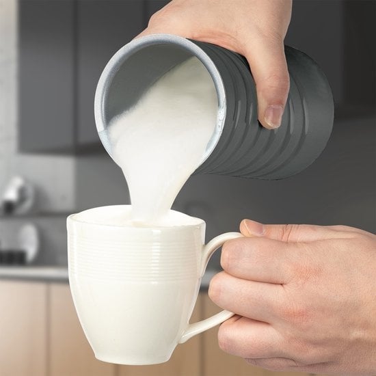 KitchenBrothers Mousseur à lait électrique - 4 en 1 - 240 ML - Mousseur à lait pratique - Anthracite