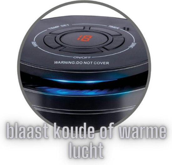 alpina Réchaud électrique - Chauffage - Portable et compact - Air chaud et froid - Minuterie - Thermostat digital - Noir