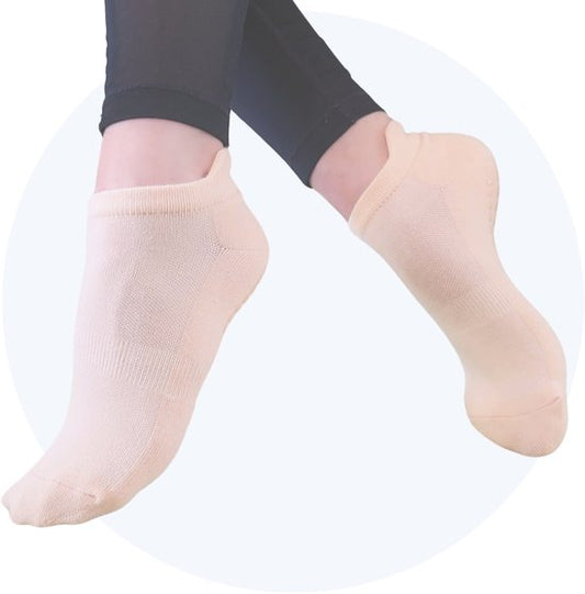 Hilvard Chaussettes de Yoga - Chaussettes de Pilates - Chaussettes de cheville - 3 Paires - Orange clair - Chaussettes antidérapantes - Taille unique