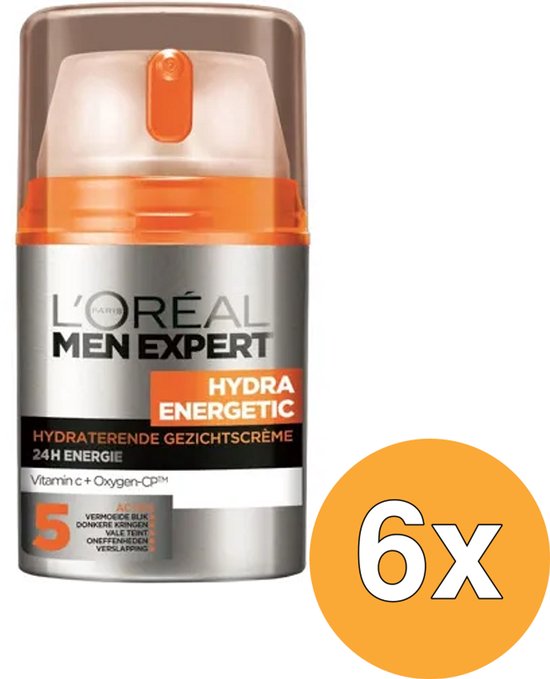 Crème de jour hydratante L’Oréal Paris Men Expert Hydra Energetic - 6 x 50 ml - Lot