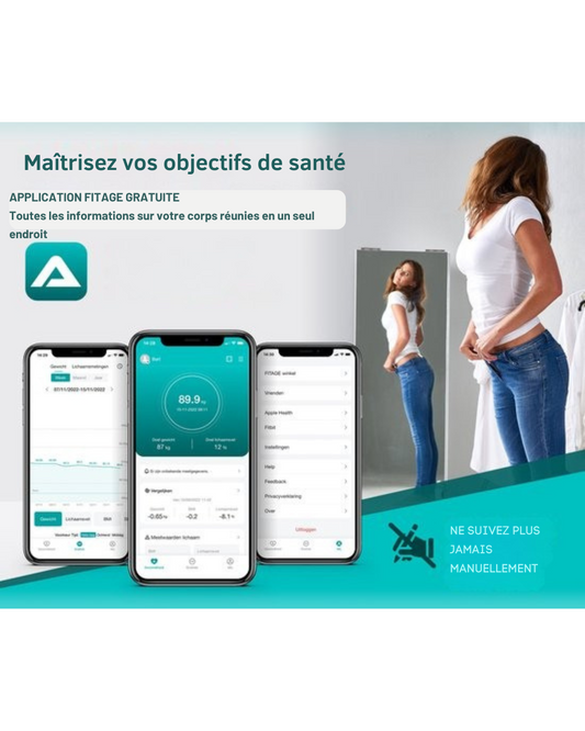 Balance personnelle numérique LED FITAGE - Balance intelligente avec analyse corporelle 17x - Balances - Application FITAGE