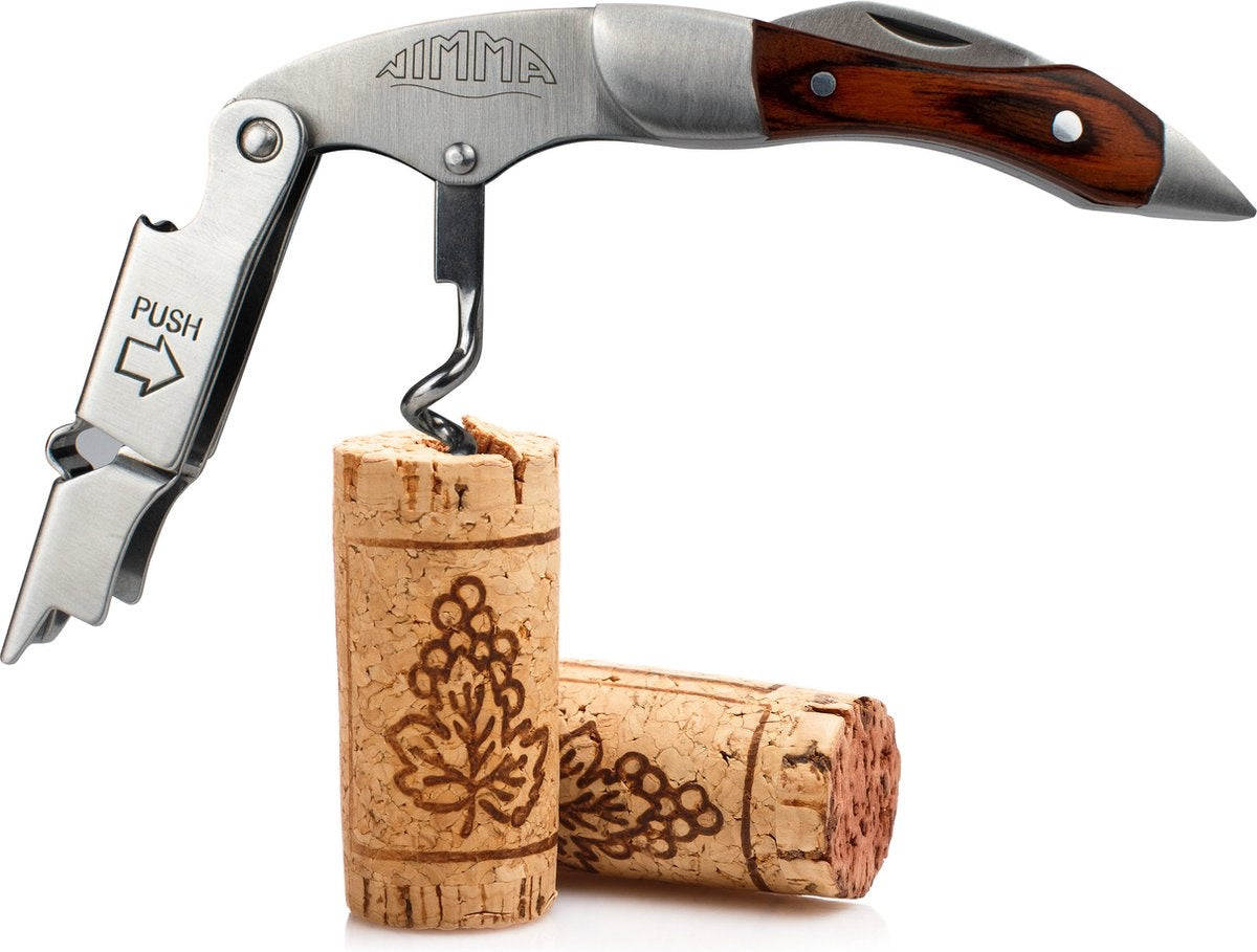 Nimma® Tire-bouchon - Multifonctionnel - Ouvre-bouteille - Couteau de serveur - Accessoires pour le vin et la bière - Ouvre-bouteille - acier inoxydable