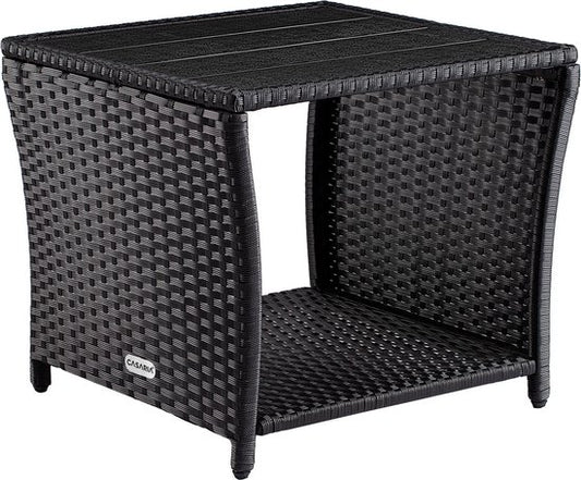 Table d'appoint Casaria Polyrattan - Plateau en WPC 45x45x40cm - Noir