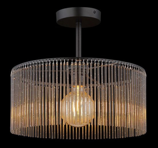 Globo - plafonnier - LEEDS - noir - verre - Ø 35 cm - E27 - 63080108