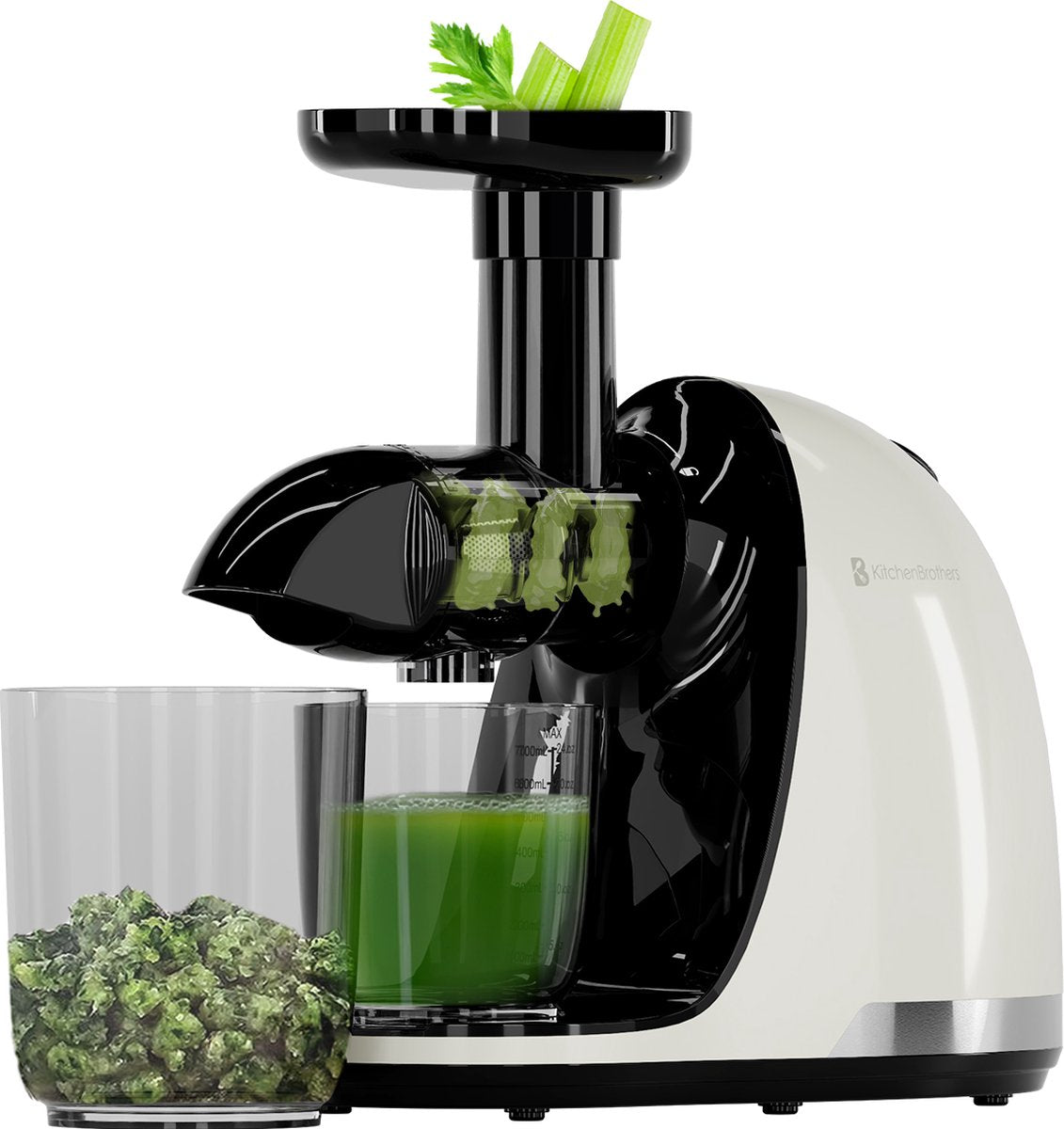 Slowjuicer KitchenBrothers - avec réservoir à pulpe - 700ml - Beige