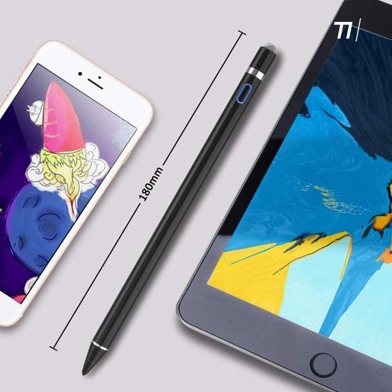 Stylet - Tikkens - 2 en - Stylo tablette - Stylet pour tablette, téléphones - Compatible Apple et Android - Noir