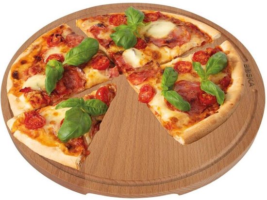 Boska Pizza Board Amigo L Round - Planche à pizza en bois de hêtre durable - Avec canal de collecte - Ø 34 cm