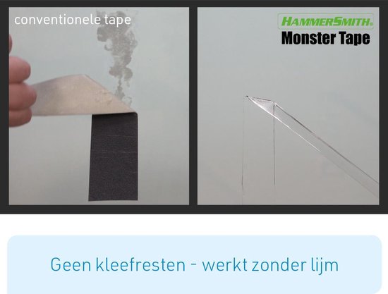 Ruban adhésif Hammersmith MonsterTape nanotape - Ruban adhésif double face doté de la technologie Nano-Grip - S'enlève sans laisser de traces - 3 pièces