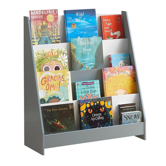 SoBuy Bibliothèque Enfant - 4 compartiments de rangement - Gris - 80x30x88 cm