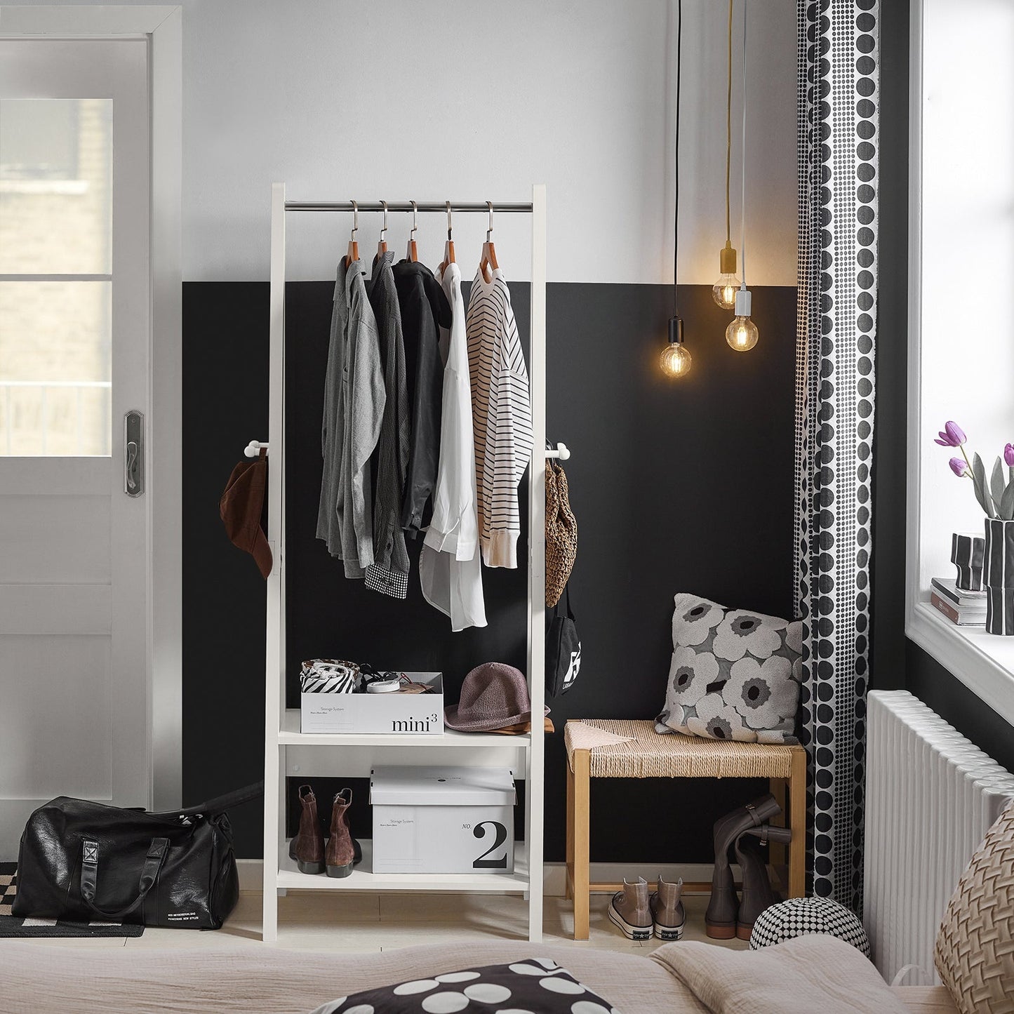 SoBuy Portemanteau - MDF - Max. 15 kg - 66 x 39 x 180 cm - Blanc