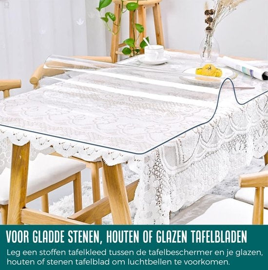 HOMEWELL Protège Table Transparent Verre Clair 90x160cm - Nappe transparente - Nappe - Antidérapante et Résistante à la chaleur - 2.2 mm