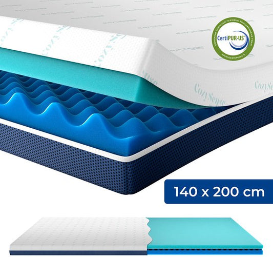 CozySense® DualFeel Topper Mattress 140x200 - Sur-matelas - Sur-matelas - Avec face chaude et face froide - CertiPUR® - Fermeté - 7.5 cm - Housse lavable