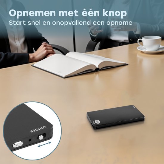 Audyn Voice Recorder - 200 heures d'enregistrement audio - écoute à distance - dictaphone - enregistrements HD à 360° - 16 Go - noir